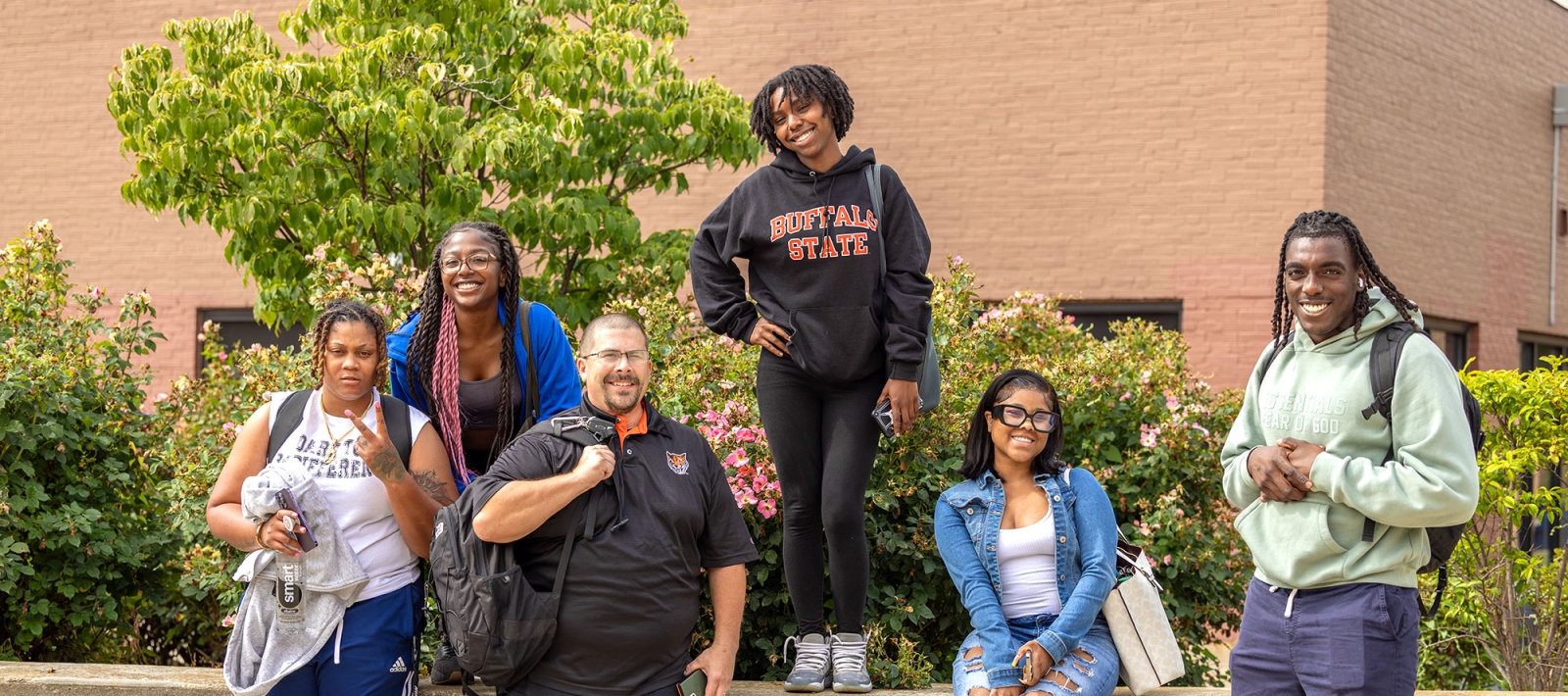 Students standing in the plaza